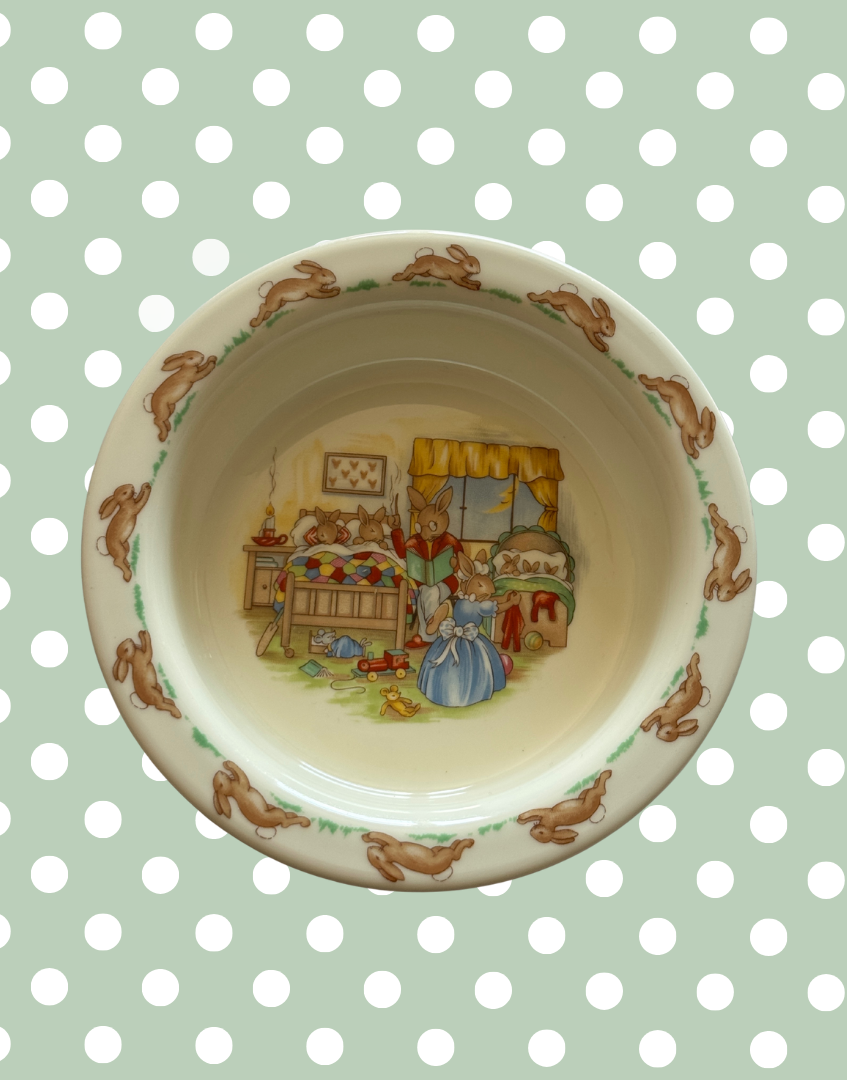Royal Doulton 'Bunnykins' Collectable Nursery Bowl - Adorable 1934 Beatrix Potter Tableware With 'Bedtime' Bunnies
