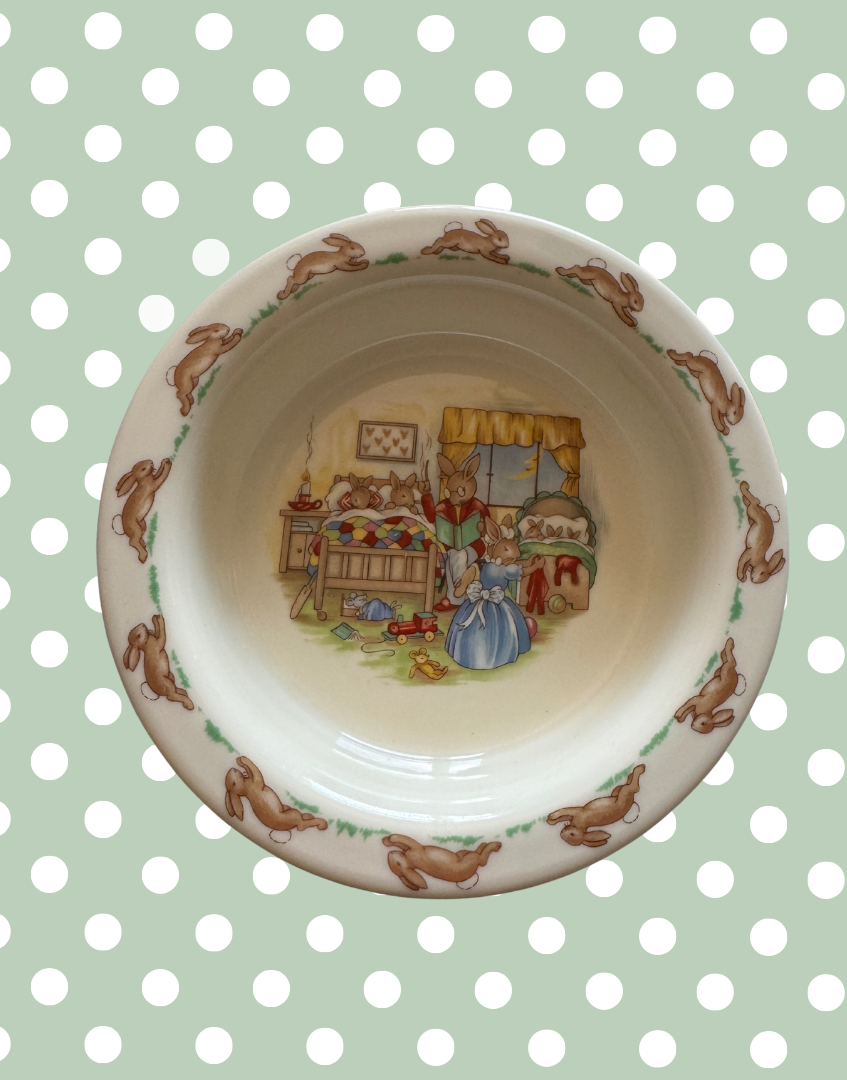 Royal Doulton 'Bunnykins' Collectable Nursery Bowl - Adorable 1934 Beatrix Potter Tableware With 'Bedtime' Bunnies