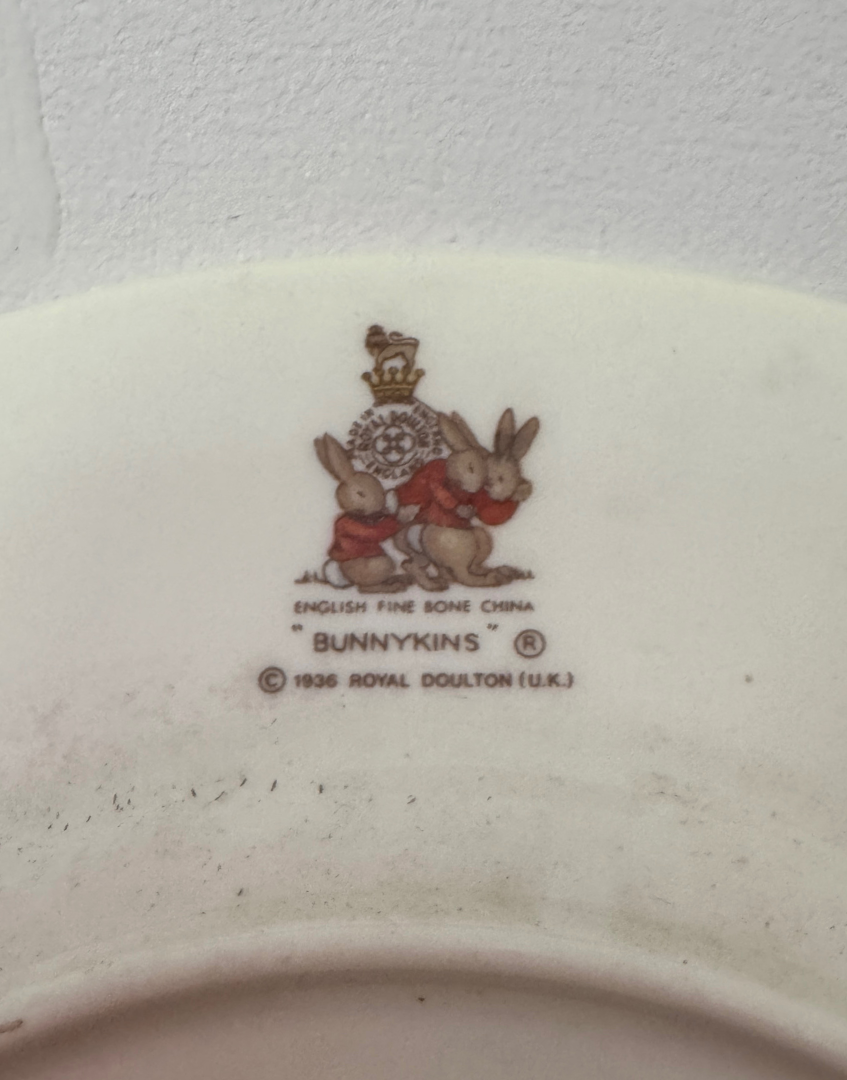 Vintage Royal Doulton Fine Bone China 'Bunnykins Schoolroom' Teaching Plate | 1984 Bunnykins Golden Jubilee Celebration Issue
