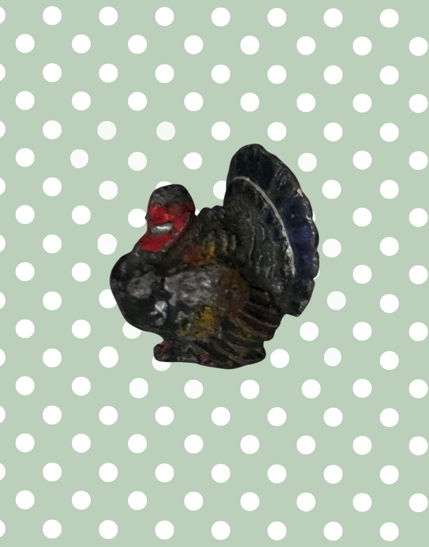 Small Black & Red Turkey With Fan Tail | Britains Ltd Vintage Lead Bird Toy (1920s) Collectable