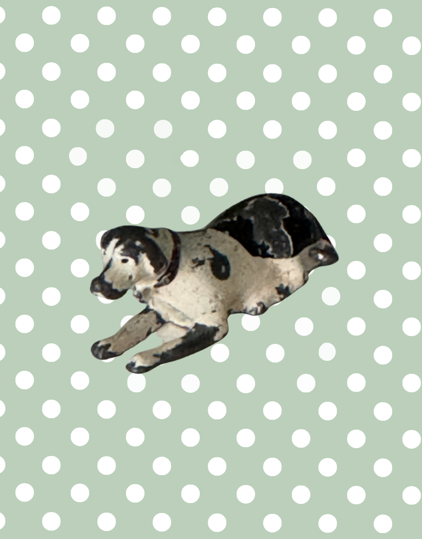 Rare Britains Ltd Sitting Miniature Dog Toy Lead Toy Figurine | Black & White 1920s Collectable