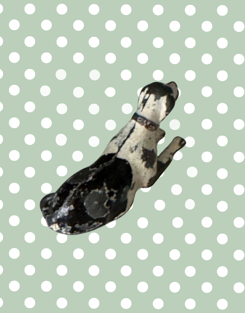 Rare Britains Ltd Sitting Miniature Dog Toy Lead Toy Figurine | Black & White 1920s Collectable