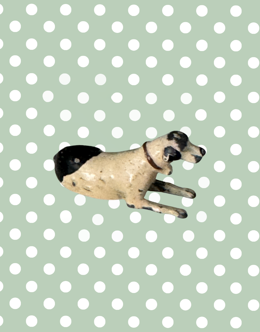 Britains Ltd Black and White Dog with Red Collar and Kennel | 1920s Vintage Lead Toy Collectable