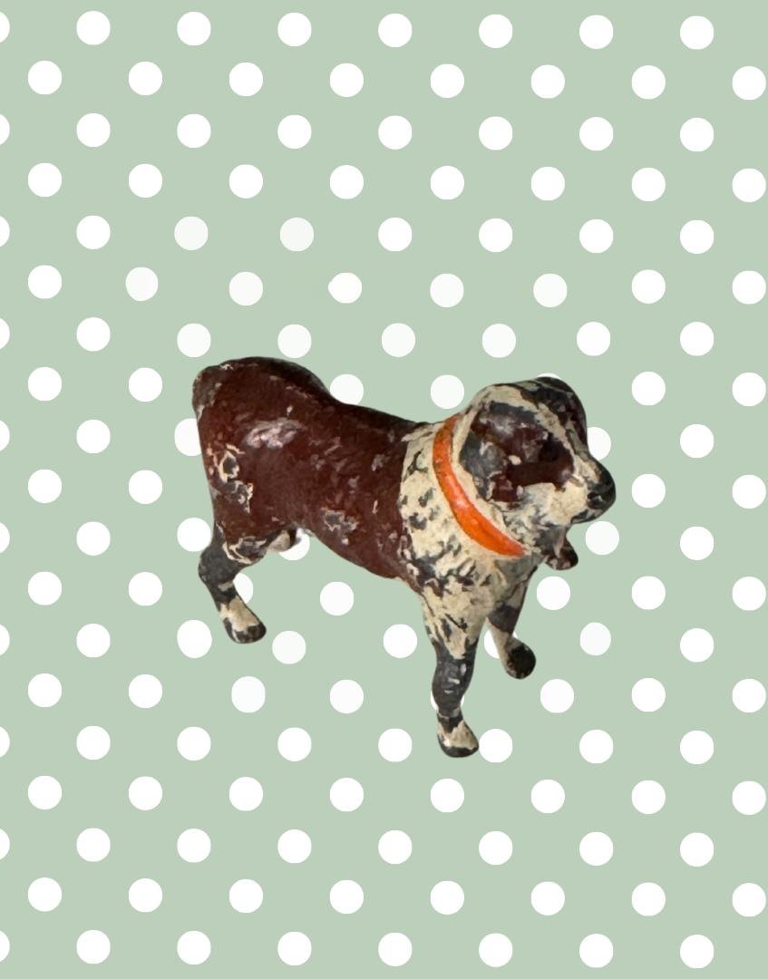 Britains Ltd Brown, Black and White Dog with Kennel | 1920s Vintage Lead Toy Collectables