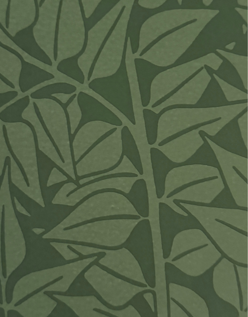 William Morris Green leaf pattern on a green background