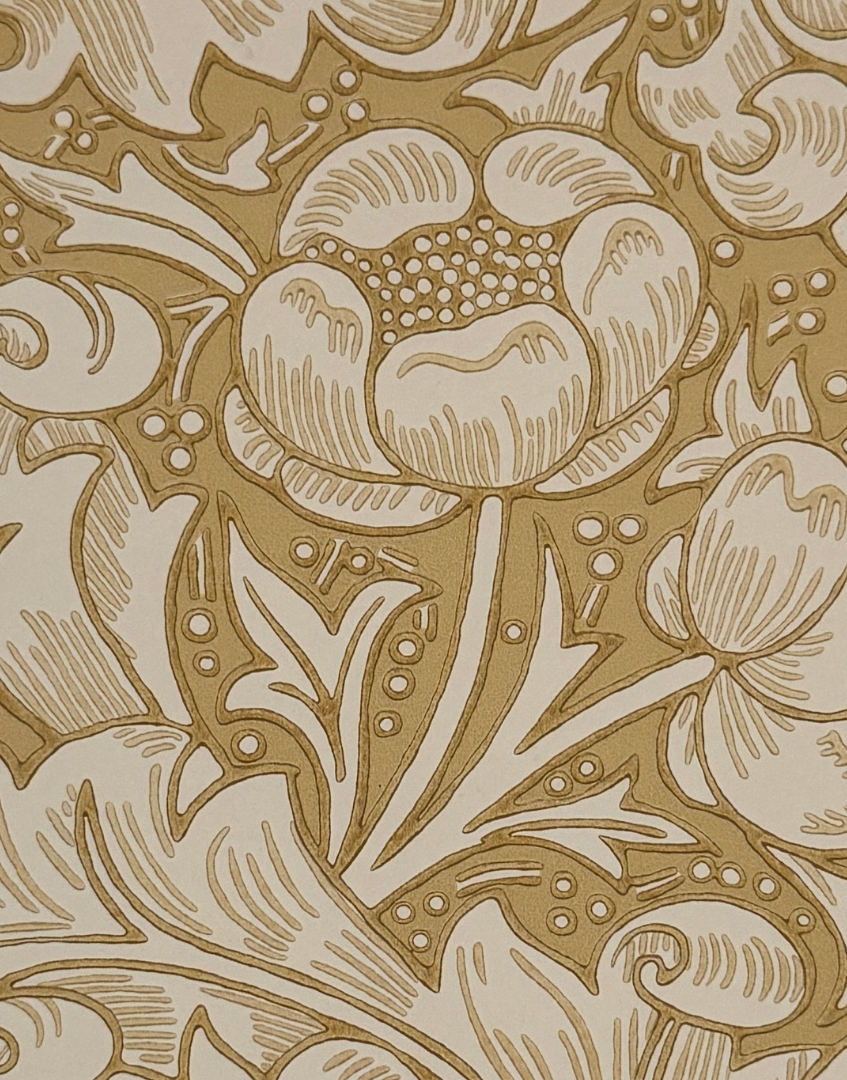 Decorative floral pattern in beige on a beige background