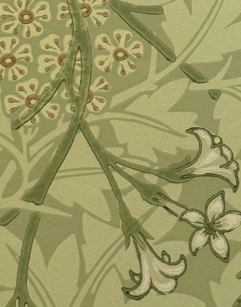 Detail of ‘Jasmine - Sage & Leaf' Morris and Co Classic Pattern Design