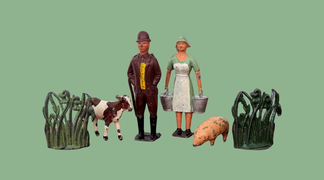 a collection of britains home farm series lead figuine diorama