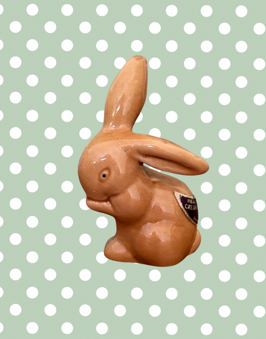 Sweet Cream Sherry Miniature Ceramic Bunny Bottle | Vintage Light Brown Rabbit Figure