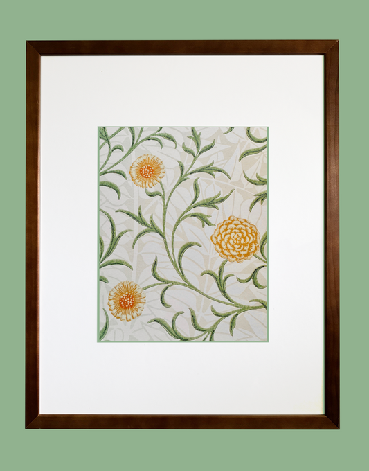 William Morris Framed Print Sourced from The Morris & Co. Archive Wallpaper Sample Book - 'Scroll' (Thyme/Pear)