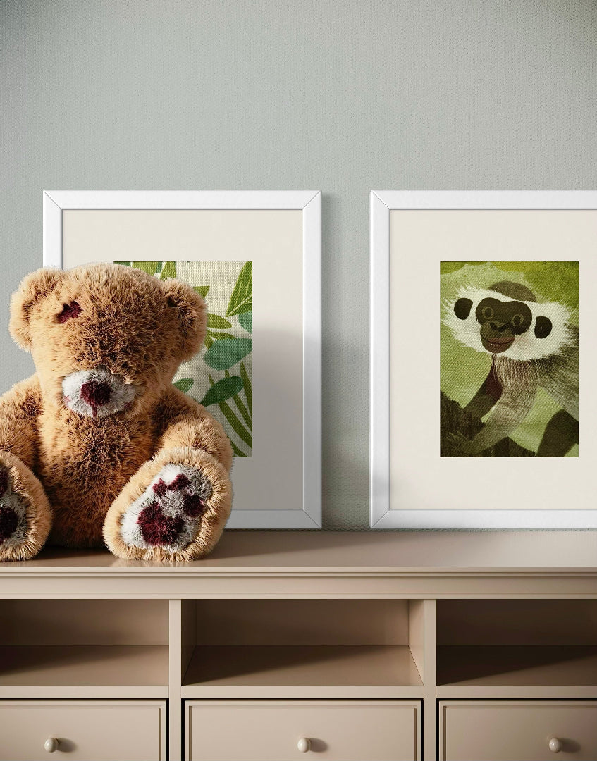 ‘Jumble Jungle’ Framed Fabric Wall Art | Jungle-Themed Children’s Artwork for Playrooms & Nurseries