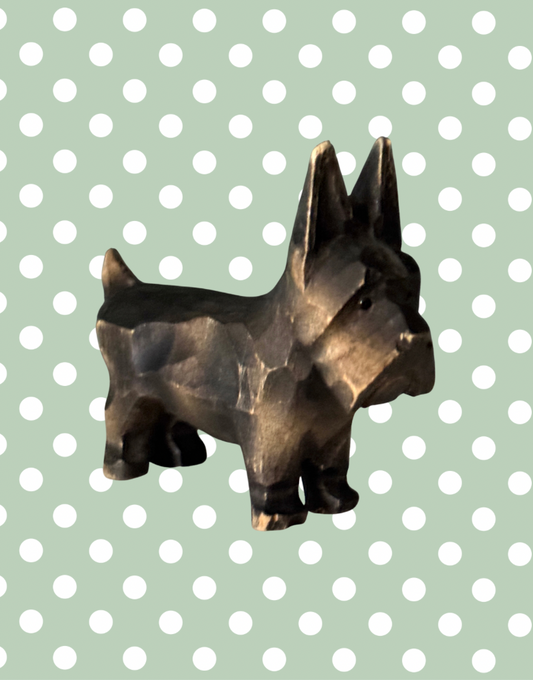 Gorgeous Antique 1930s Black Forest Characterful Scottie Dog | Rare Hand Carved Wooden Terrier with Bead Eyes