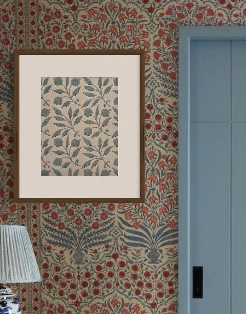 sehip – Mineral Blue’ William Morris Unique Wall Art | Framed Vintage Morris & Co. Wallpaper Wall Decor