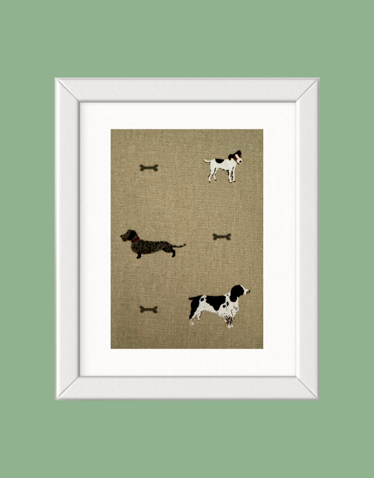 Framed Print - Sophie Allport 'Woof' Fabric Wall Art | Unique Handcrafted Countryside & Children's Decor