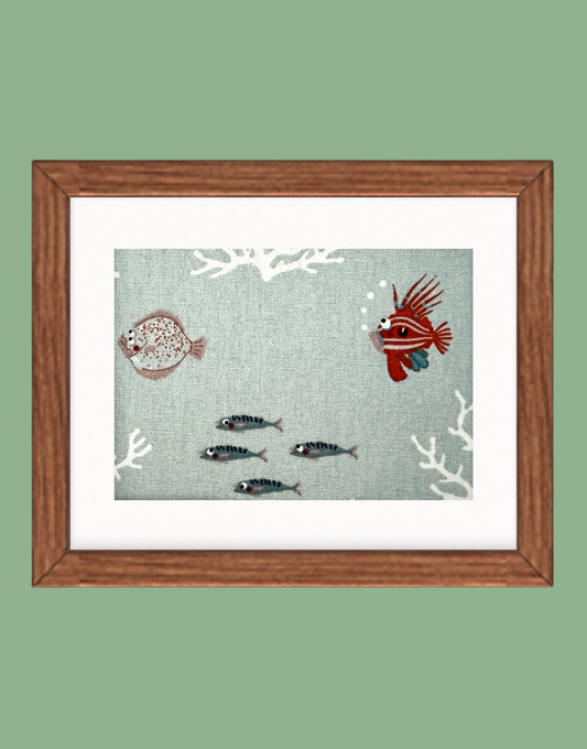 Framed Print - Sophie Allport 'What a Catch' Fabric Wall Art | Unique Handcrafted Countryside & Children's Decor