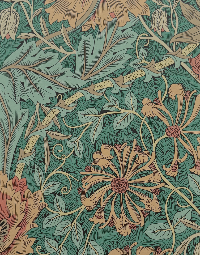 Framed Print - William Morris ‘Honeysuckle & Tulip - Emerald & Russet' Vintage Wall Decor | Dark Botanicals Wall Art Collection