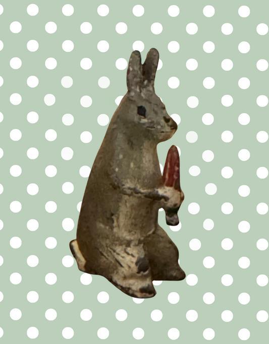 Delightful Rare Rabbit with Carrot | Taylor & Barrett Vintage Lead Figurine (England)