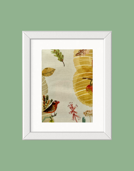 Framed Print - Villa Nova Playbook ‘Apples & Pears' Vintage Fabric Wall Decor | Children's Vintage Wall Art Collection