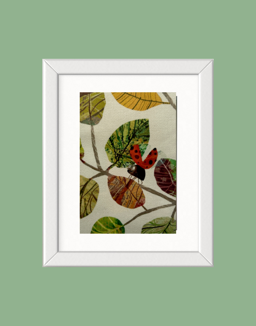 Framed Print - Villa Nova Playbook ‘Ladybugs' Vintage Fabric Wall Decor | Children's Vintage Wall Art Collection