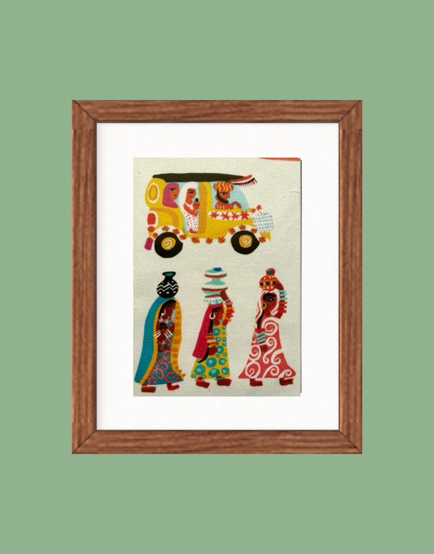 Framed Print - Villa Nova Playbook ‘Hustle Bustle' Vintage Fabric Wall Decor | Children's Vintage Wall Art Collection