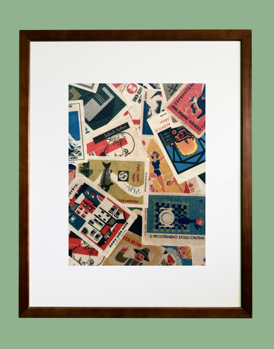 Framed Print - Linwood Wallpapers 'Mental Bloc' Vintage Ephemera Wall Decor | Retro Wall Art Collection