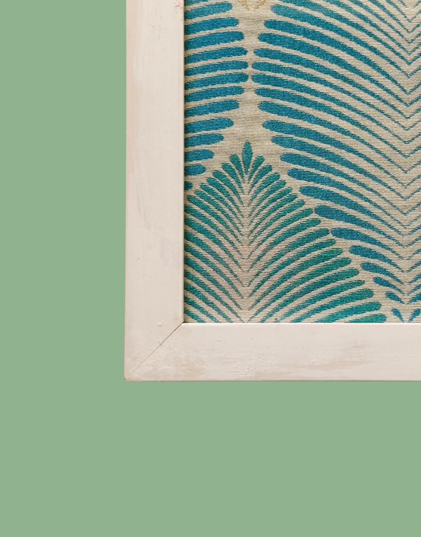 Close up distressed white frame Arctic Forest wall décor