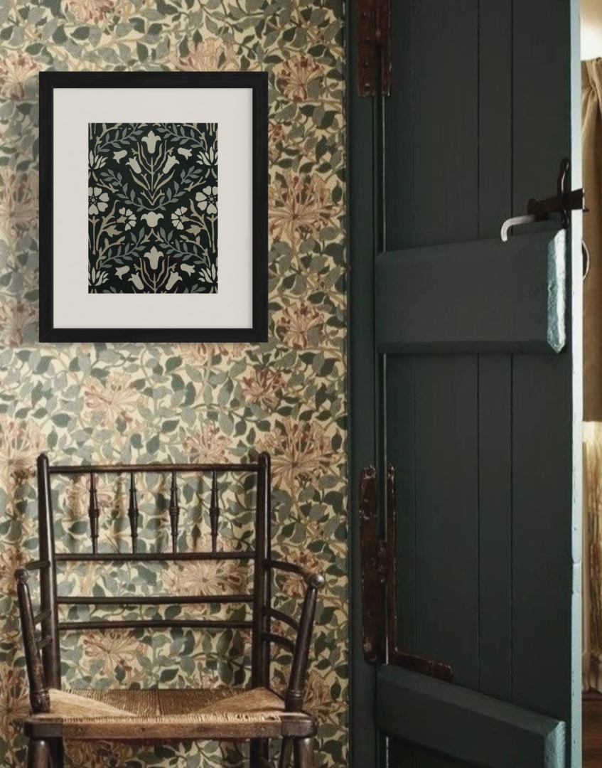 Framed Print - William Morris ‘Bellflowers - Indigo & Linen' Vintage Wall Decor | Classic Wall Art Collection