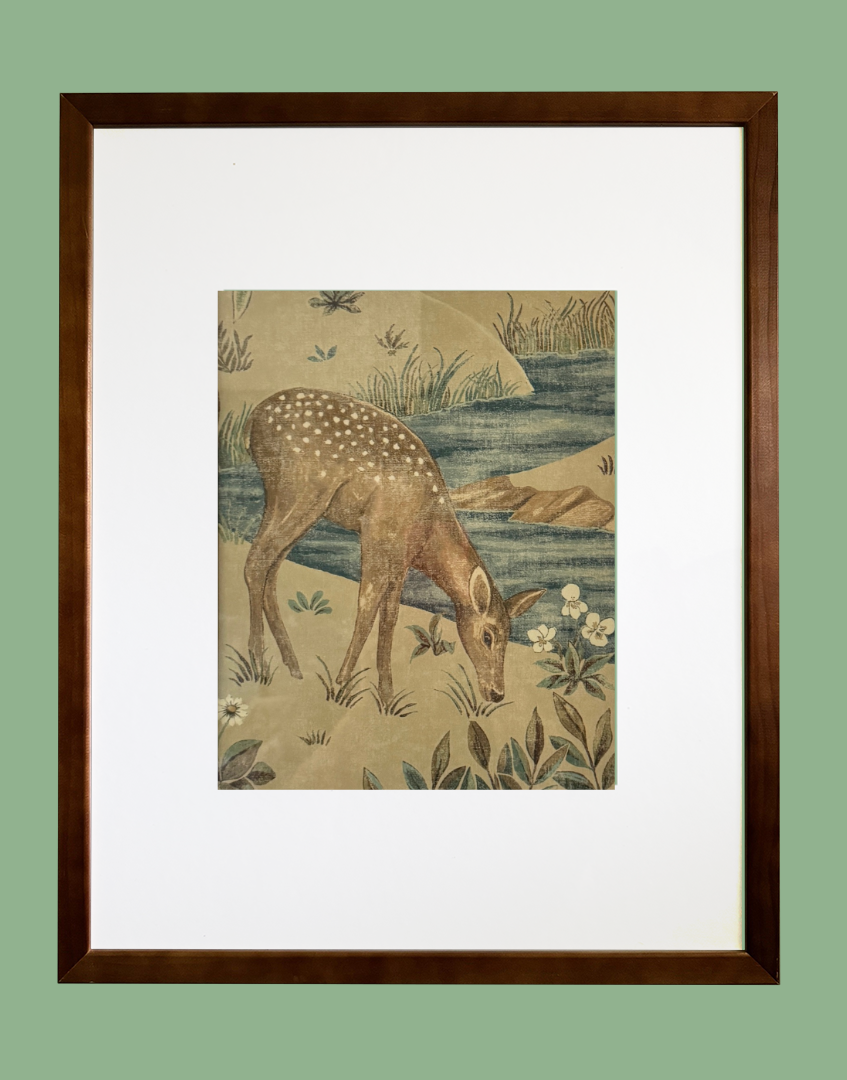 'The Brook' - Linen (Deer) Framed Print | William MorrisR epurposed Whimsical Art for Heritage Interiors