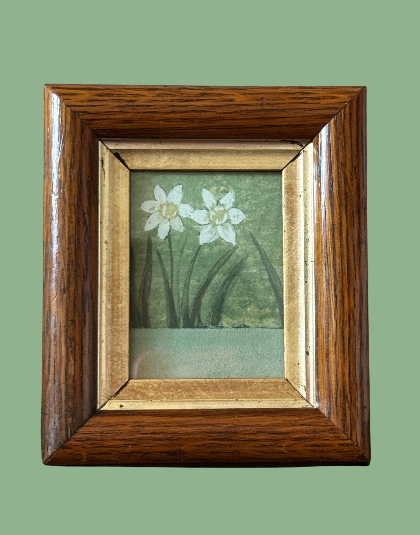 Owl & Willow (Flower Detail) | William Morris Miniature Arts & Crafts Wall Art | Rare Vintage Framed Linen Sample