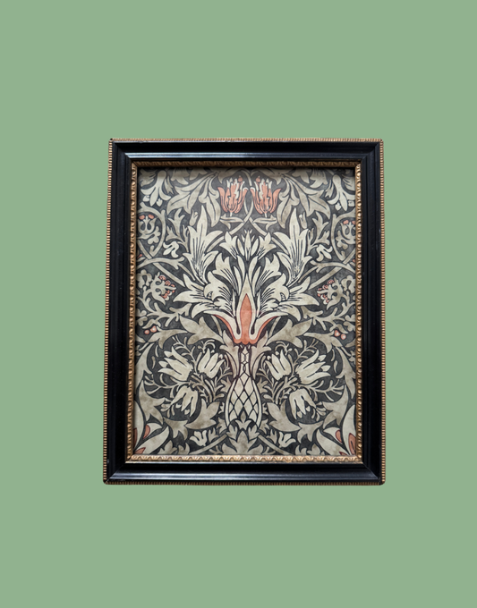 William Morris Snakeshead in Charcoal Spice Bohemian Antique Black and Gold Frame Portrait