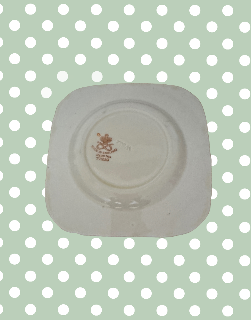 Early Art Deco Staffordshire Knot Breakfast Set | Parrot & Floral 5-Piece 1930s Tea Trio with Bowls