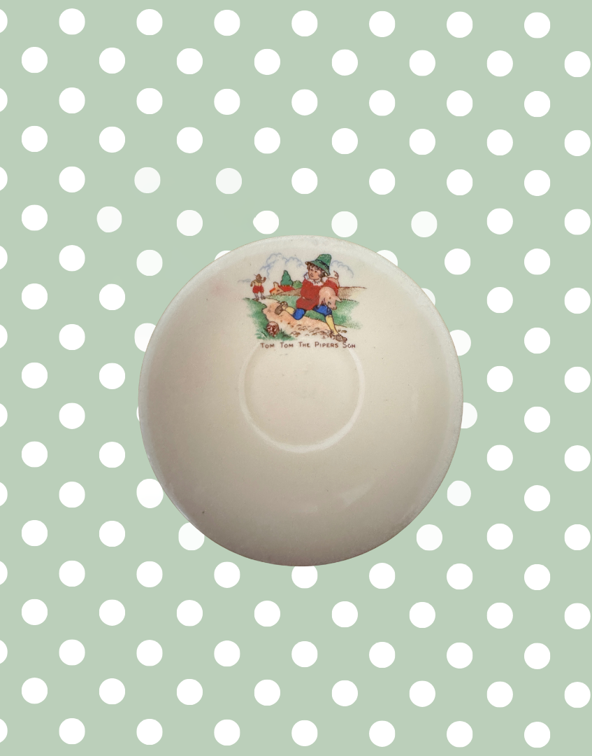 mother goose illustrated vintage ceramic childs playset saucer