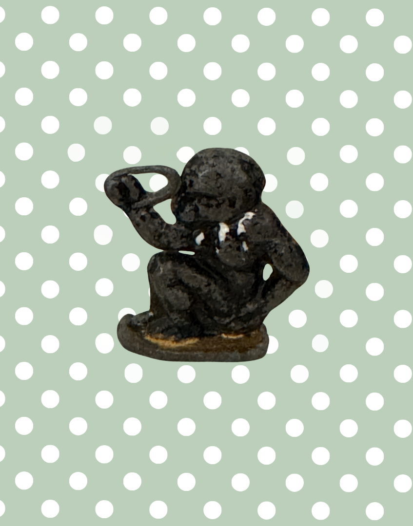 Whimsical Britains Ltd Zoo Monkey Lead Toy | 1950s Miniature Flat Silhouette Figurine with White Collar Detail