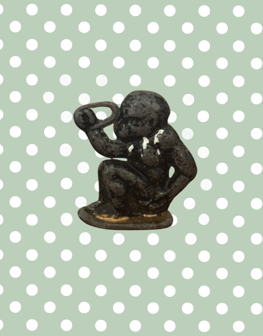 Whimsical Britains Ltd Zoo Monkey Lead Toy | 1950s Miniature Flat Silhouette Figurine with White Collar Detail