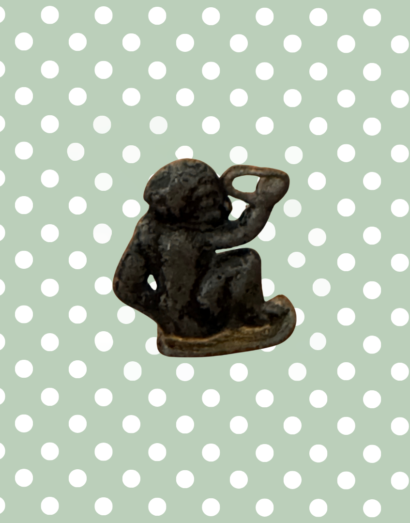 Whimsical Britains Ltd Zoo Monkey Lead Toy | 1950s Miniature Flat Silhouette Figurine with White Collar Detail