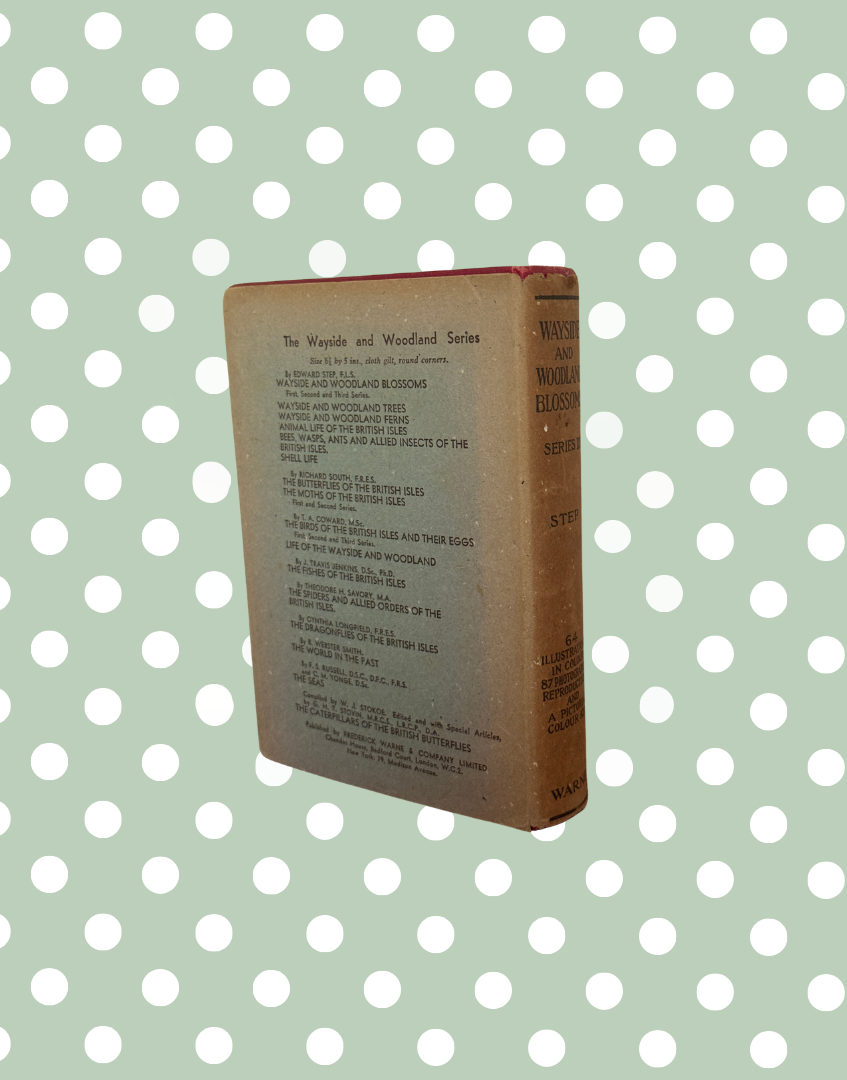 Rear view of Edward Step flower guide showing aged dust jacket and vintage wear