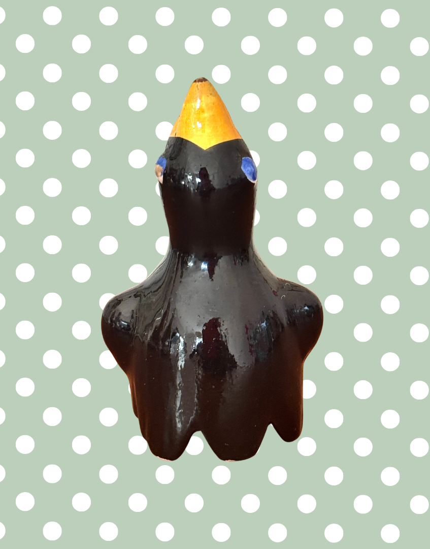 Rustic Black Bird Pie Vent | Vintage Characterful Ceramic Baking Collectable