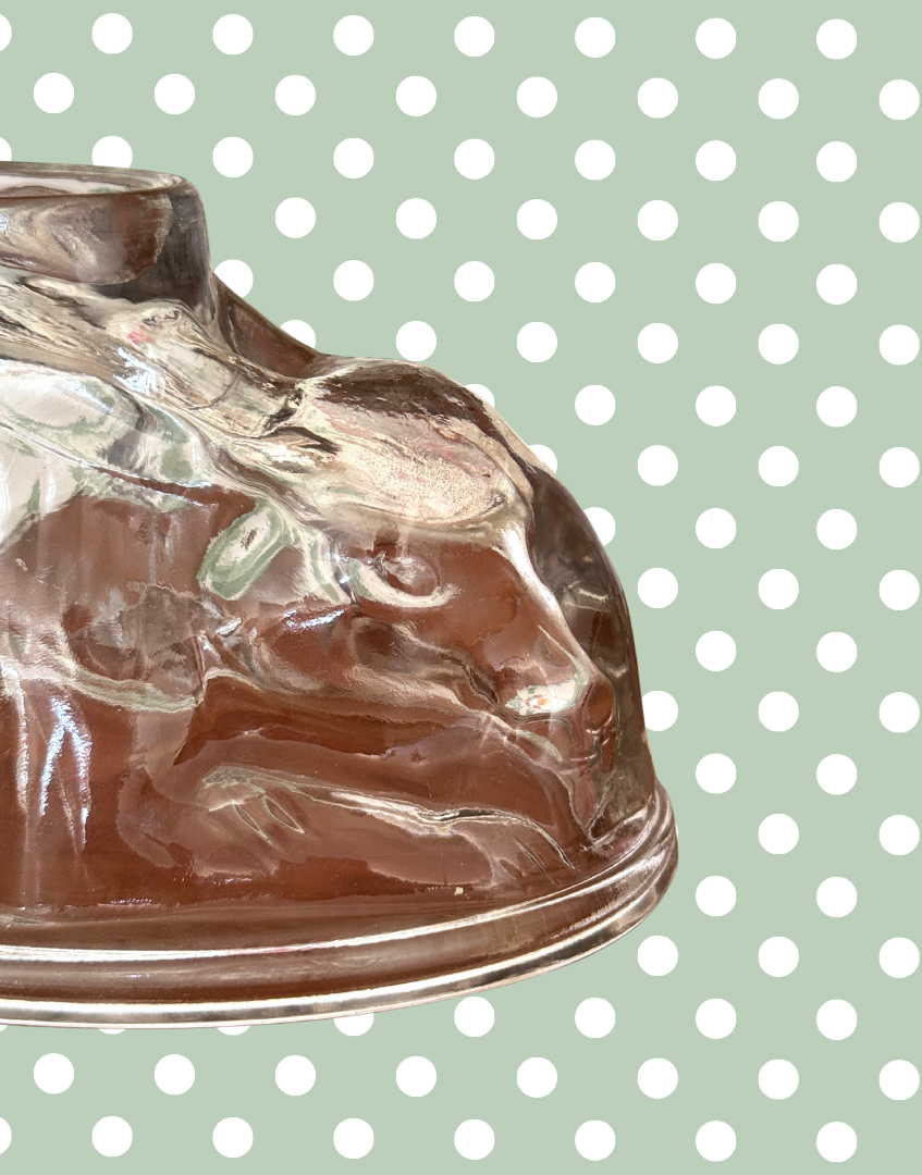 Large Vintage Clear Glass Rabbit Jelly Mould | Spring or Easter Classic Home Decor