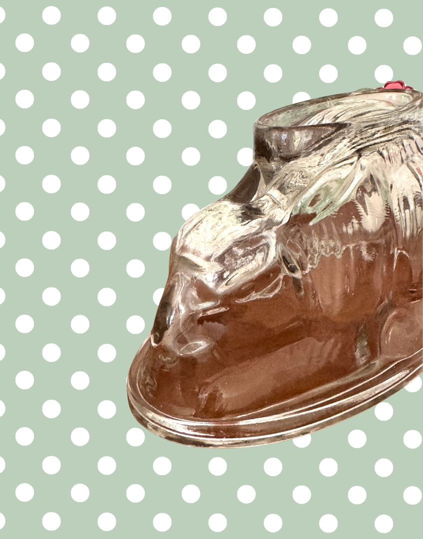Large Vintage Clear Glass Rabbit Jelly Mould | Spring or Easter Classic Home Decor