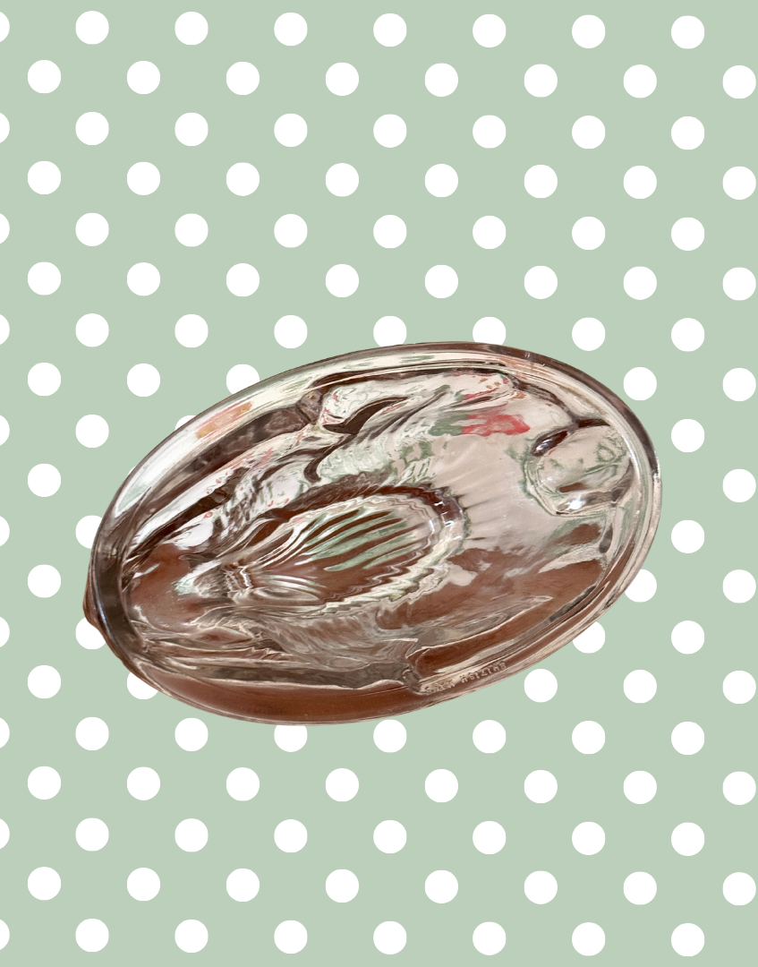 Large Vintage Clear Glass Rabbit Jelly Mould | Spring or Easter Classic Home Decor