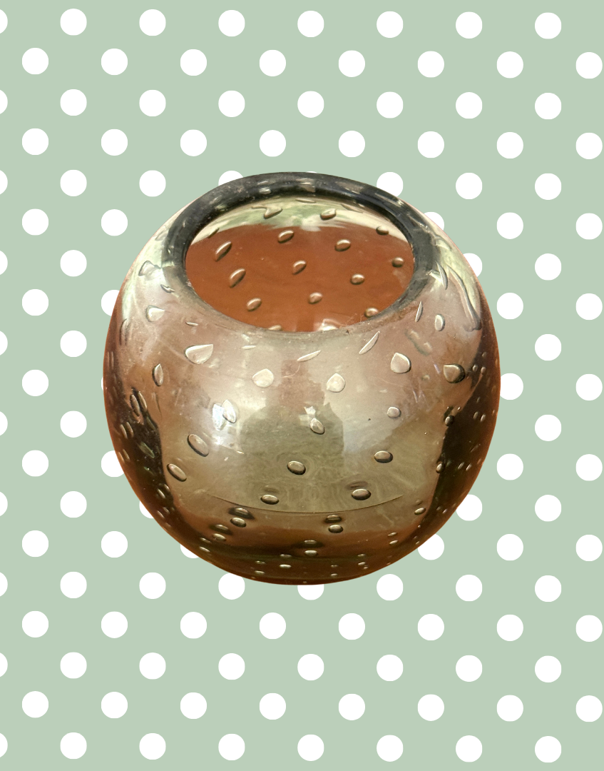 Whitefriars Sea Green Controlled Bubble Glass Vase | 1949-1950s Vintage Collectable