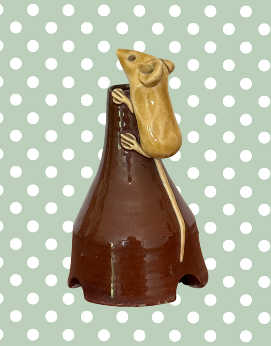 David Cleverly Vintage Country Mouse Pie Funnel | Unique Handmade British Pottery Kitchen Collectable