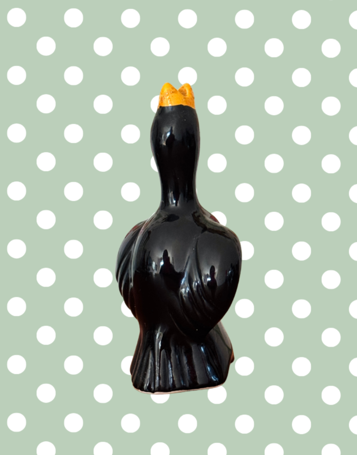 Vintage Black Bird Pie Vent with Yellow Beak | Elegant Ceramic Baking Collectable