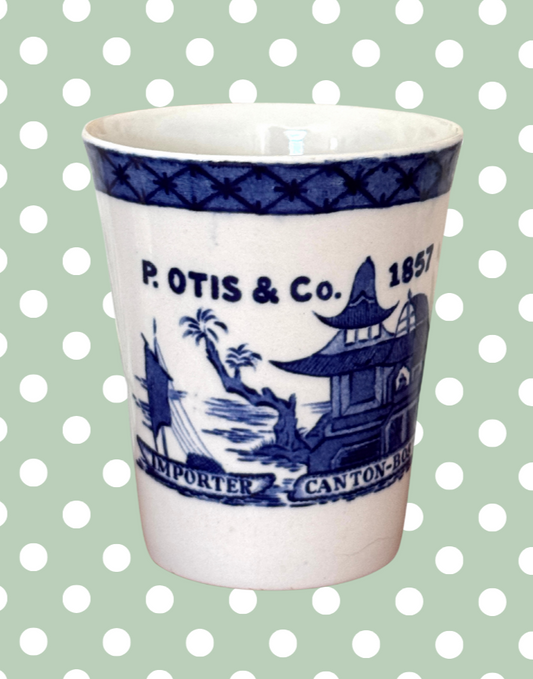Antique J.H. Weatherby & Sons Blue & White Willow Pattern Ceramic Tumbler | Staffordshire Collectable