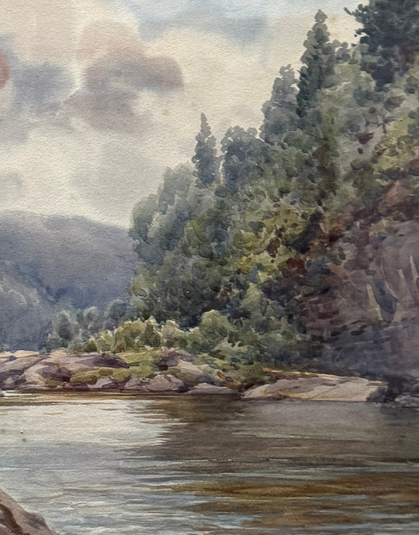 Antique 1904 Serene Watercolour Landscape Painting | Guildford, Surrey Framers Provenance