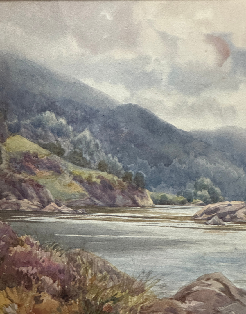Antique 1904 Serene Watercolour Landscape Painting | Guildford, Surrey Framers Provenance