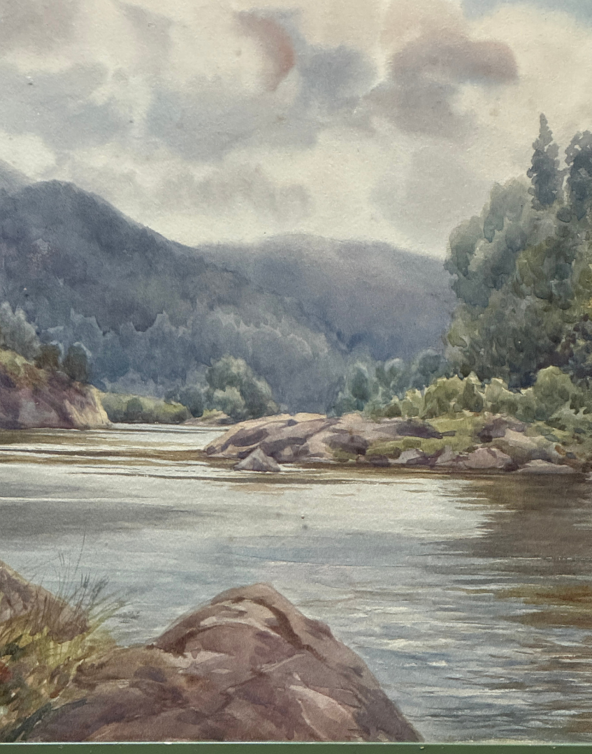 Antique 1904 Serene Watercolour Landscape Painting | Guildford, Surrey Framers Provenance