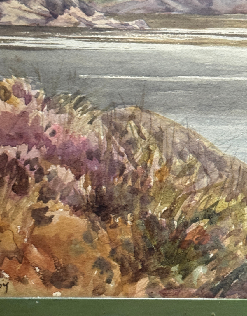 Antique 1904 Serene Watercolour Landscape Painting | Guildford, Surrey Framers Provenance