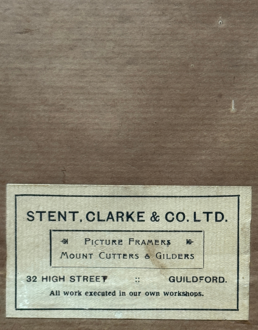 Antique 1904 Serene Watercolour Landscape Painting | Guildford, Surrey Framers Provenance