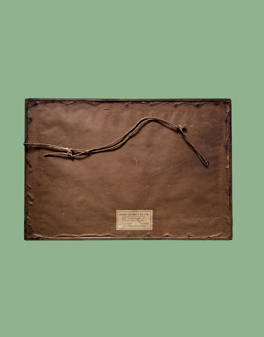 Antique 1904 Serene Watercolour Landscape Painting | Guildford, Surrey Framers Provenance